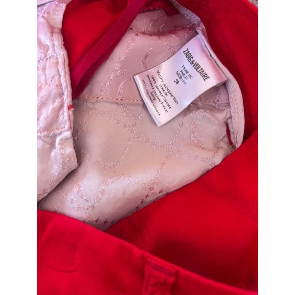 Zadig & Voltaire Slim Prune Jac Jacquard Pants Women's Size 36 Red Orange - Picture 6 of 6